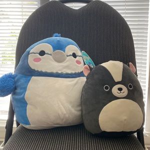 BNWT SQUISHMALLOWS: 12 inch Babs the Bluejay & 7 inch Skyler the Skunk